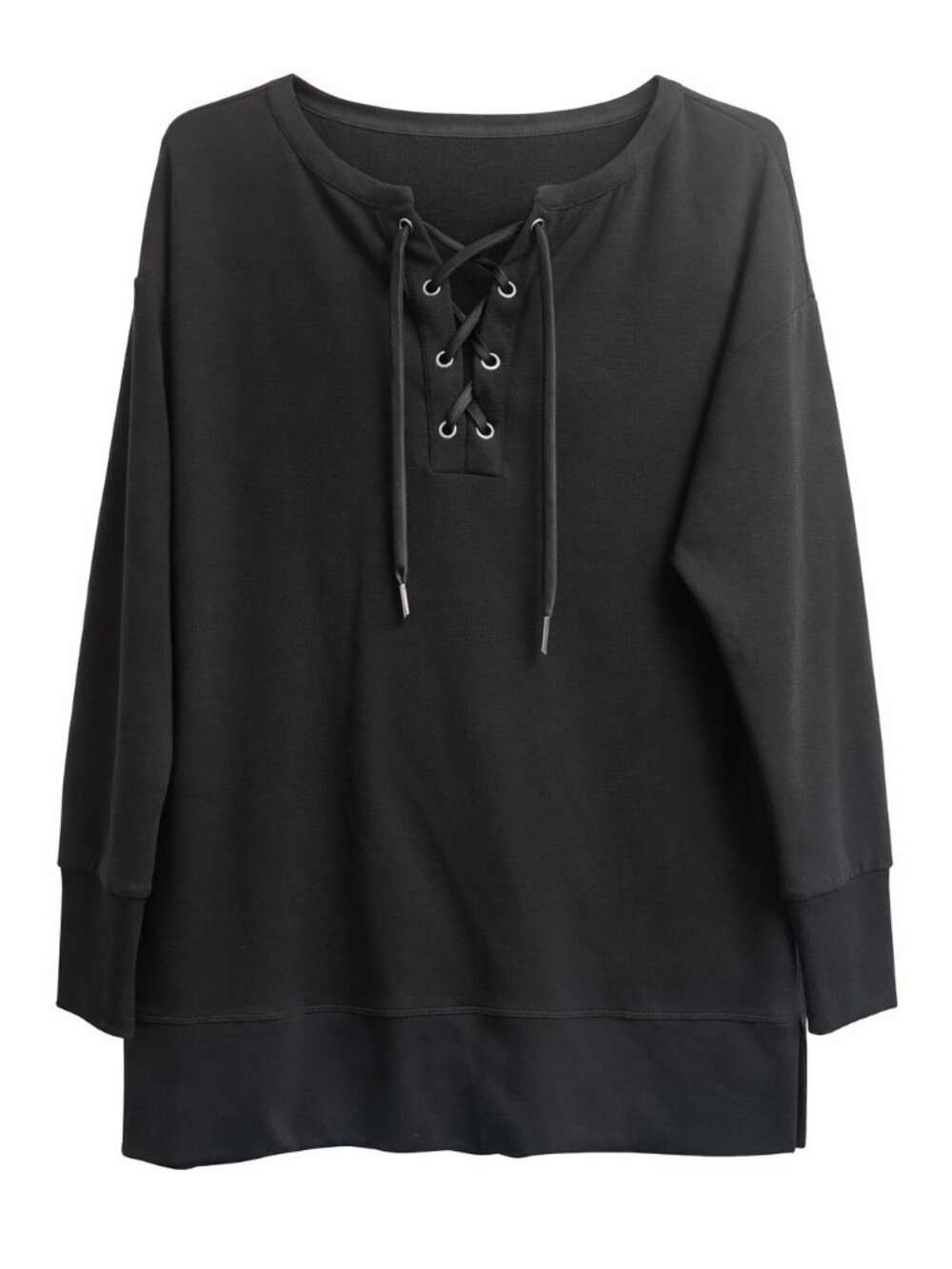 White House Black Market Black Criss Cross Blouse M NWT